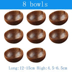 Natural Coconut Bowl 12-15Cm Handmade Wooden Tableware Wood Spoon Dessert Fruit Salad Mixing Rice Ramen Bowl Kitchen Dinnerware