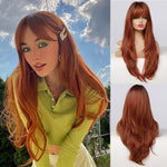 Fashion Brown Grey Long Straight Wig Female Hair