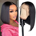 Bob Wig Human Hair 13X4 Frontal Lace Wig Human Hair 180 Density Glueless Pre Plucked with Baby Hair Straight Bob Wigs for Black Women 180% Density Pre Plucked Natural Color 12 Inch