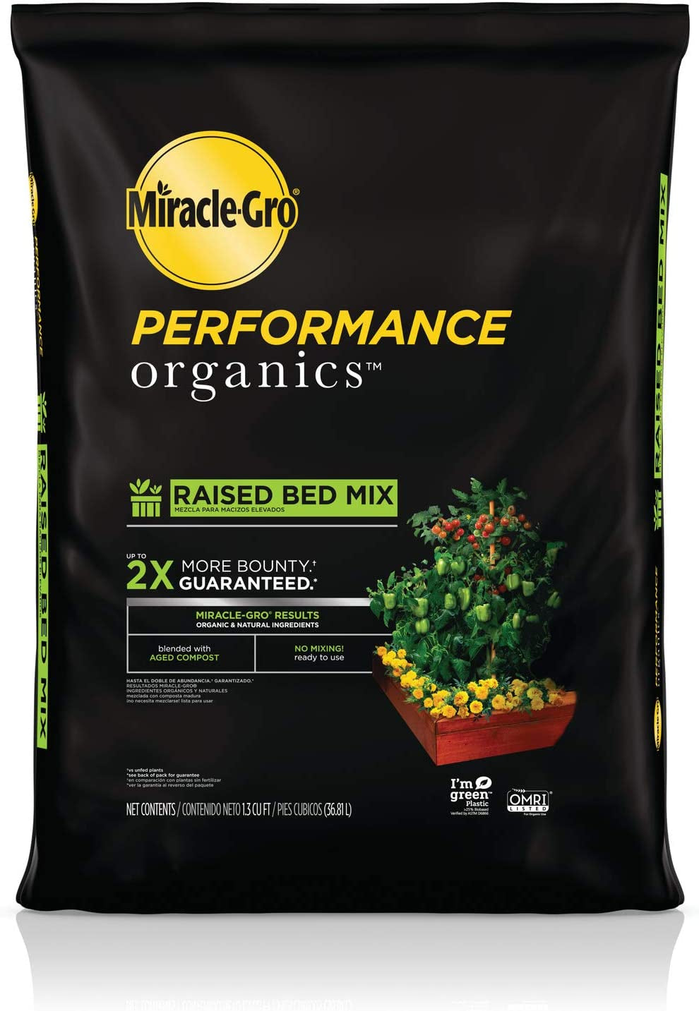 Performance Organics Raised Bed Mix - Organic and Natural Ingredients, Potting Soil Blended for Raised Bed Gardening, Grow More Vegetables, Flowers and Herbs (Vs Unfed Plants), 1.3 Cu. Ft.