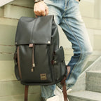 Korean Double Shoulders Men PU Cortex Fashion Travel Bag, Middle School Bag, Leisure Man Bag, Trend PC Backpack